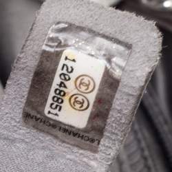 Pre Owned Chanel White Drill Perforated Leather Large Classic Flap Accordion Bag