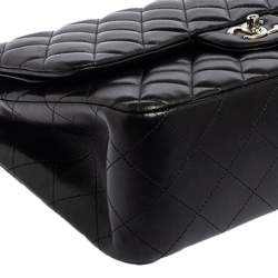 Pre Owned حقيبة شانيل قلاب مزدوج جامبو كلاسيك جلد مبطن أسود