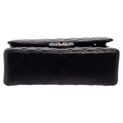 Pre Owned حقيبة شانيل قلاب مزدوج جامبو كلاسيك جلد مبطن أسود