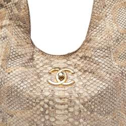 Pre Owned Chanel Beige/Gold Python CC Chain Hobo