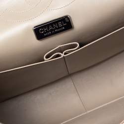 Pre Owned Chanel Beige Python and Leather Jumbo Classic Double Flap Bag