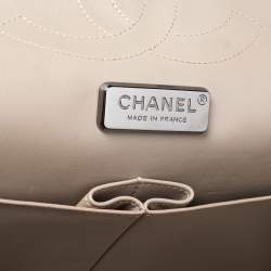 Pre Owned Chanel Beige Python and Leather Jumbo Classic Double Flap Bag