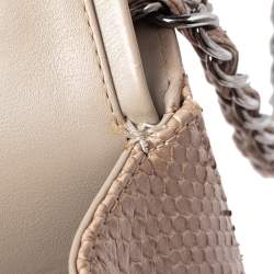 Pre Owned Chanel Beige Python and Leather Jumbo Classic Double Flap Bag