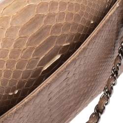 Pre Owned Chanel Beige Python and Leather Jumbo Classic Double Flap Bag