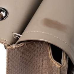 Pre Owned Chanel Beige Python and Leather Jumbo Classic Double Flap Bag