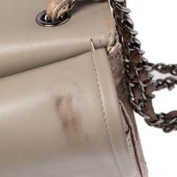 Pre Owned Chanel Beige Python and Leather Jumbo Classic Double Flap Bag