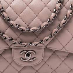 مم لوكة مسبقًا حقيبة شانيل كلاسيك جامبو جلد كافيار مبطن أسود بقلاب مزدوج 