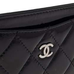 Chanel Black Quilted Patent Leather Classic Card Holder