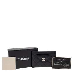 Chanel Black Quilted Patent Leather Classic Card Holder