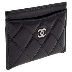 Chanel Black Quilted Patent Leather Classic Card Holder