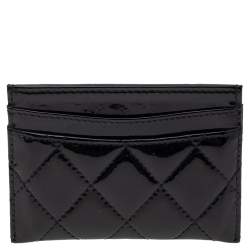 Chanel Black Quilted Patent Leather Classic Card Holder