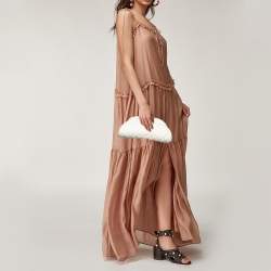 Pre Owned حقيبة كلتش شانيل تيمليس جلد كافيار مبطن أبيض  