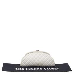 Pre Owned حقيبة كلتش شانيل تيمليس جلد كافيار مبطن أبيض  