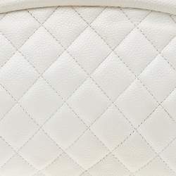 Pre Owned حقيبة كلتش شانيل تيمل يس جلد كافيار مبطن أبيض  