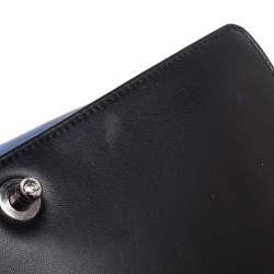 Pre Owned Chanel Black/Blue Quilted Leather Large Boy Flap Bag