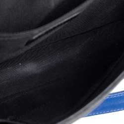 Pre Owned Chanel Black/Blue Quilted Leather Large Boy Flap Bag