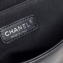 Pre Owned Chanel Black/Blue Quilted Leather Large Boy Flap Bag