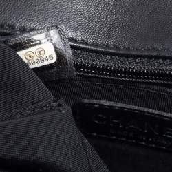 Pre Owned Chanel Black/Blue Quilted Leather Large Boy Flap Bag