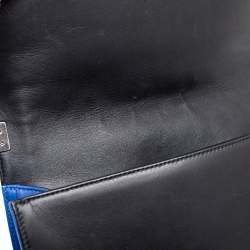 Pre Owned Chanel Black/Blue Quilted Leather Large Boy Flap Bag