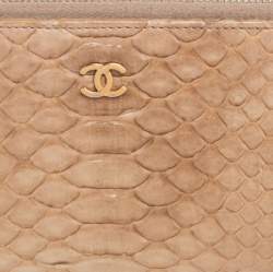 Chanel Beige Python Zip Around Wallet