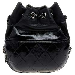 Pre Owned Chanel Black Quilted Leather Small Gabrielle Bucket Bag