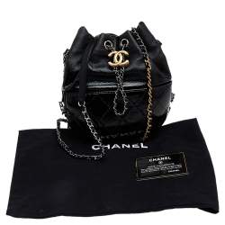 Pre Owned Chanel Black Quilted Leather Small Gabrielle Bucket Bag