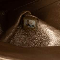 Pre Owned حقيبة شانيل كلاسيك جامبو جلد مبطن ذهبي ميتاليك بقلاب مزدوج 