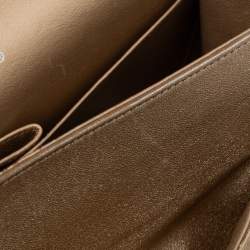 Pre Owned حقيبة شانيل كلاسيك جامبو جلد مبطن ذهبي ميتاليك بقلاب مزدوج 