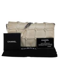 Pre Owned Chanel White Leather Knotted Flap CC Chain Shoulder Bag