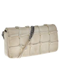 Pre Owned Chanel White Leather Knotted Flap CC Chain Shoulder Bag