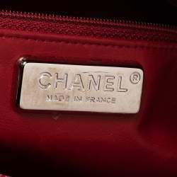 Pre Owned Chanel Red Quilted Lizard Leather Medium Just Mademoiselle Bowling Bag