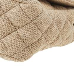 Pre Owned Chanel Beige Quilted Canvas And Raffia Embroidered Country Coco Jumbo Flap Bag
