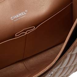 Pre Owned Chanel Metallic Beige Quilted Leather Maxi Classic Single Flap Bag