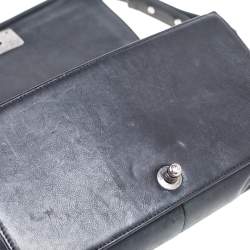 Pre Owned Chanel Black Quilted Leather Medium Boy Bag