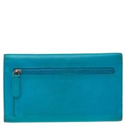 Chanel Turquoise Leather CC Camellia Flap Continental Wallet