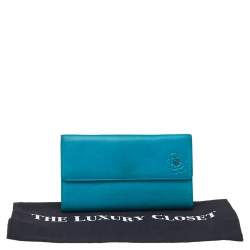 Chanel Turquoise Leather CC Camellia Flap Continental Wallet