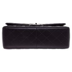 Pre Owned Chanel Black Quilted Leather Jumbo Classic Double Flap Bag