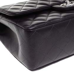 Pre Owned Chanel Black Quilted Leather Jumbo Classic Double Flap Bag