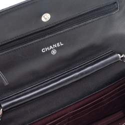 Pre Owned Chanel Black Quilted Lambskin Leather Classic Wallet on Chain