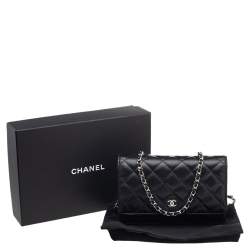 Pre Owned Chanel Black Quilted Lambskin Leather Classic Wallet on Chain