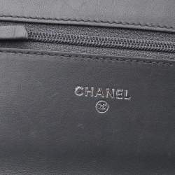 Chanel Grey Quilted Leather Boy Wallet on Chain