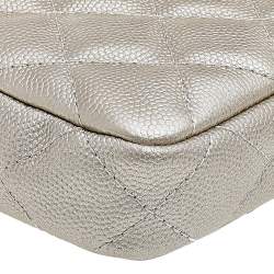 مملوكة مسبقًا Chanel Metallic Beige Caviar Quilted Leather So Many Double Zip Wallet On Chain