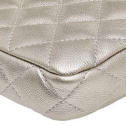 مملوكة مسبقًا Chanel Metallic Beige Caviar Quilted Leather So Many Double Zip Wallet On Chain