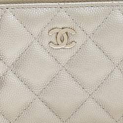 مملوكة مسبقًا Chanel Metallic Beige Caviar Quilted Leather So Many Double Zip Wallet On Chain