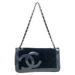 Chanel Blue Logo Terry Cloth Shoulder Bag