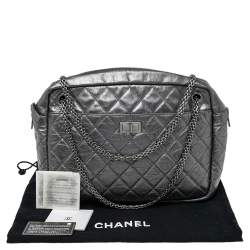 Pre Owned Chanel Silver Metallic Quilted Calfskin Large Reissue Camera Bag