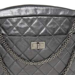 Pre Owned Chanel Silver Metallic Quilted Calfskin Large Reissue Camera Bag