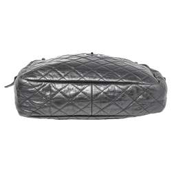 Pre Owned Chanel Silver Metallic Quilted Calfskin Large Reissue Camera Bag