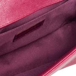 Pre Owned Chanel Maroon Chevron Caviar Leather Medium Boy Flap Bag