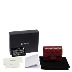 Pre Owned Chanel Red Caviar Leather Small CC Classic Flap Wallet